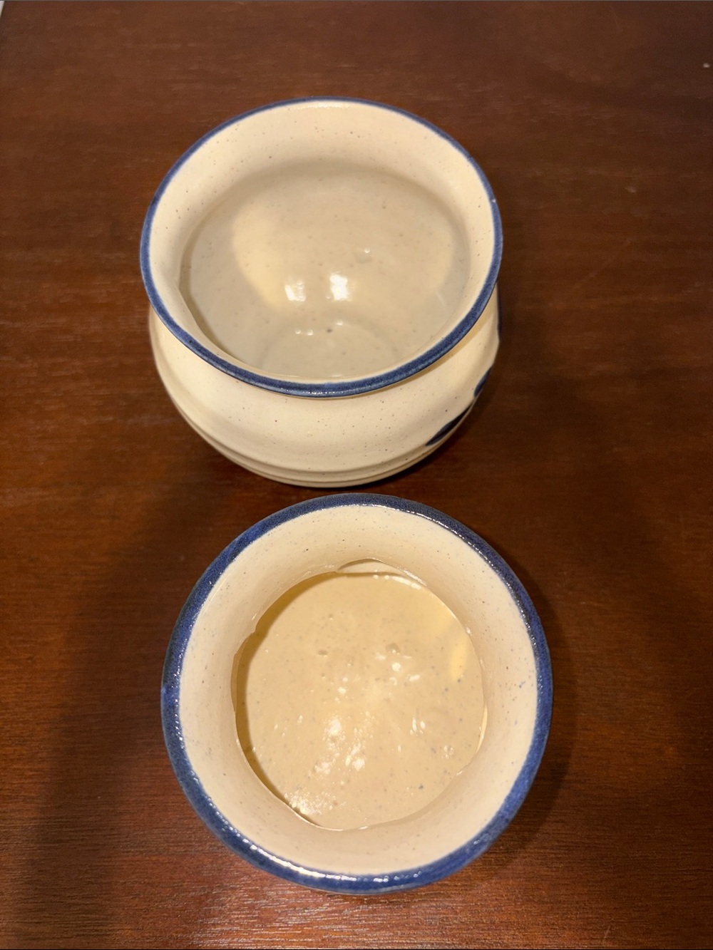 Vintage Country Hand Painted Stoneware Pottery Potpourri Simmer Tan Salt Glaze - Picture 5 of 8